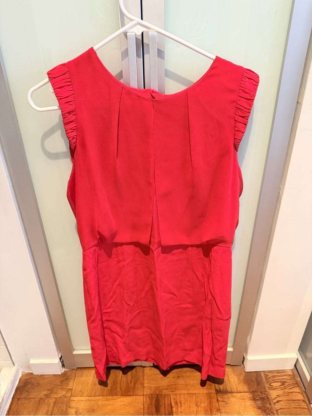 Sandro Women’s Red Sleeveless Ruffle-Shoulder Top